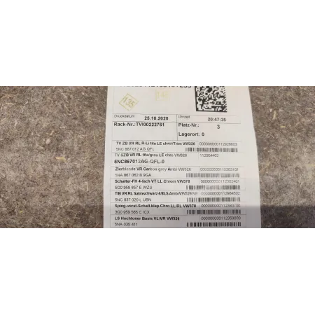 VW TIGUAN II BOCZEK DRZWI PRAWY PRZÓD RHD 5NC867012 AG