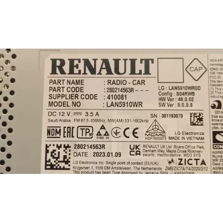 DACIA SANDERO STEPWAY III RADIO NAWIGACJA 280214563R