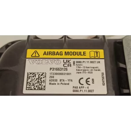 VOLVO XC40 PODUSZKA AIRBAG PASAŻERA 31663126